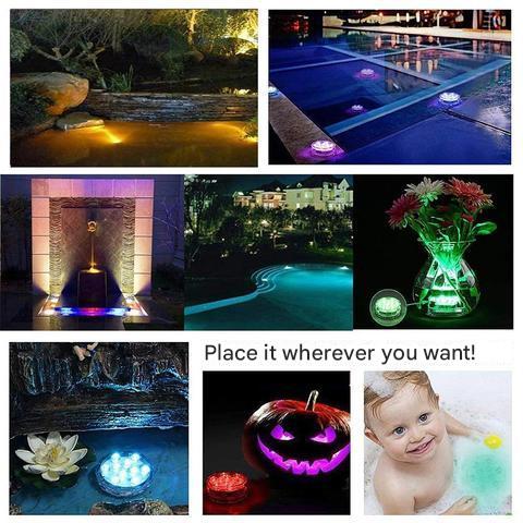 Onderwater LED Lamp IP68 Waterdicht met Afstandsbediening 16 Kleuren voor Zwembad Vijver Fontein Aquarium | Sansoti