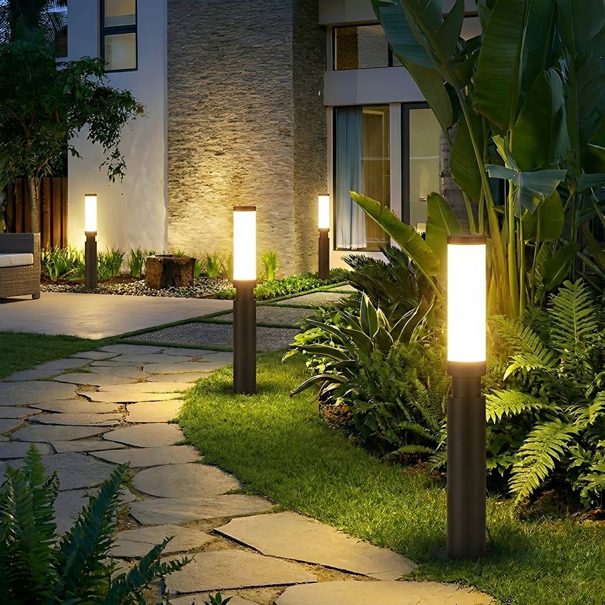 Lampa ogrodowa stojąca cylindryczna z czarnego aluminium IP55 61-200 cm - oświetlenie zewnętrzne, tarasowe i ścieżkowe | Sansoti
