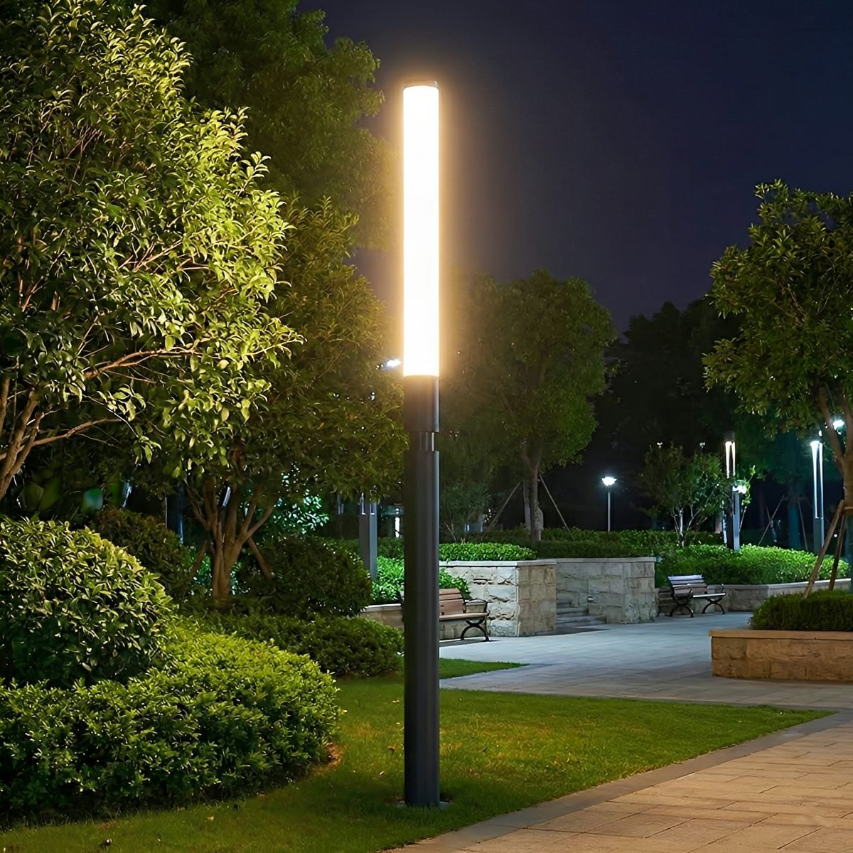 Lampa ogrodowa stojąca cylindryczna z czarnego aluminium IP55 61-200 cm - oświetlenie zewnętrzne, tarasowe i ścieżkowe | Sansoti