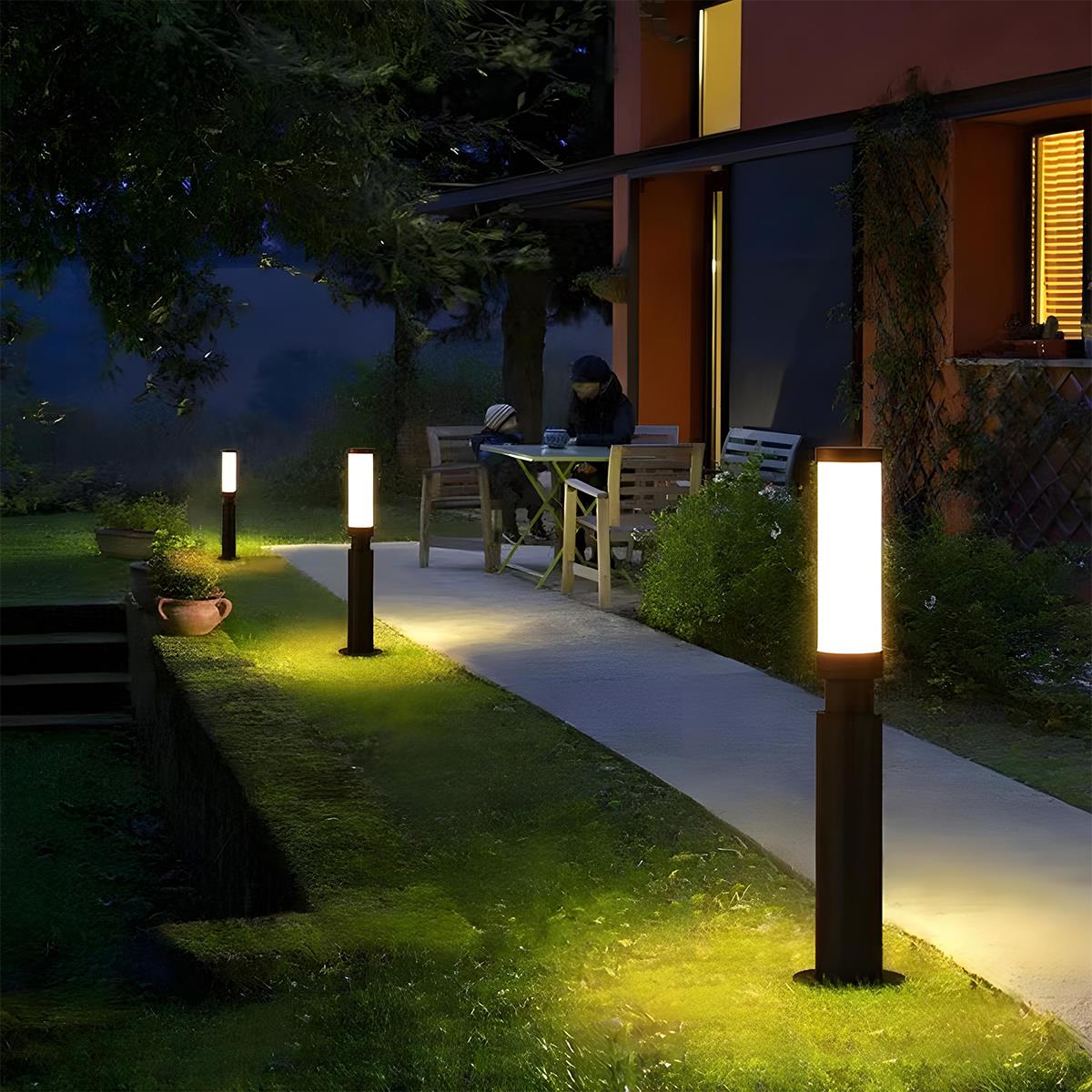 Gartenpfosten Lampe Aluminium Schwarz 6W IP55 Gartenweg Beleuchtung Stehende Außenlampe Sockel Pfostenbeleuchtung Einfahrt Innenhof | Restfield
