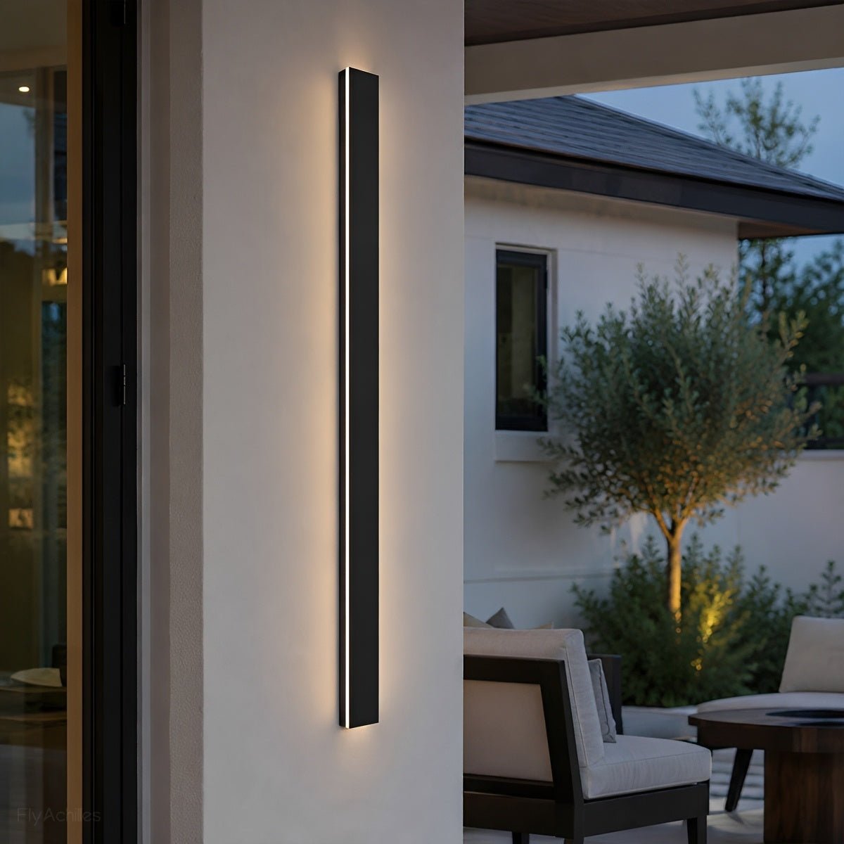 Waterproof black aluminum outdoor LED wall light 30-150cm for garden, terrace, entrance, front door, and facade lighting | Sansoti
