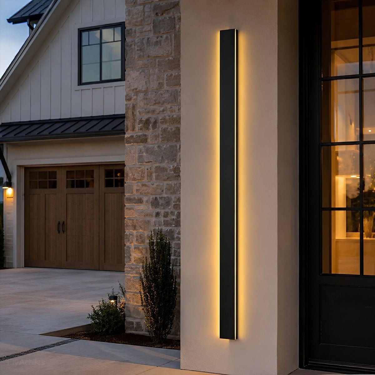 Waterproof black aluminum outdoor LED wall light 30-150cm for garden, terrace, entrance, front door, and facade lighting | Sansoti