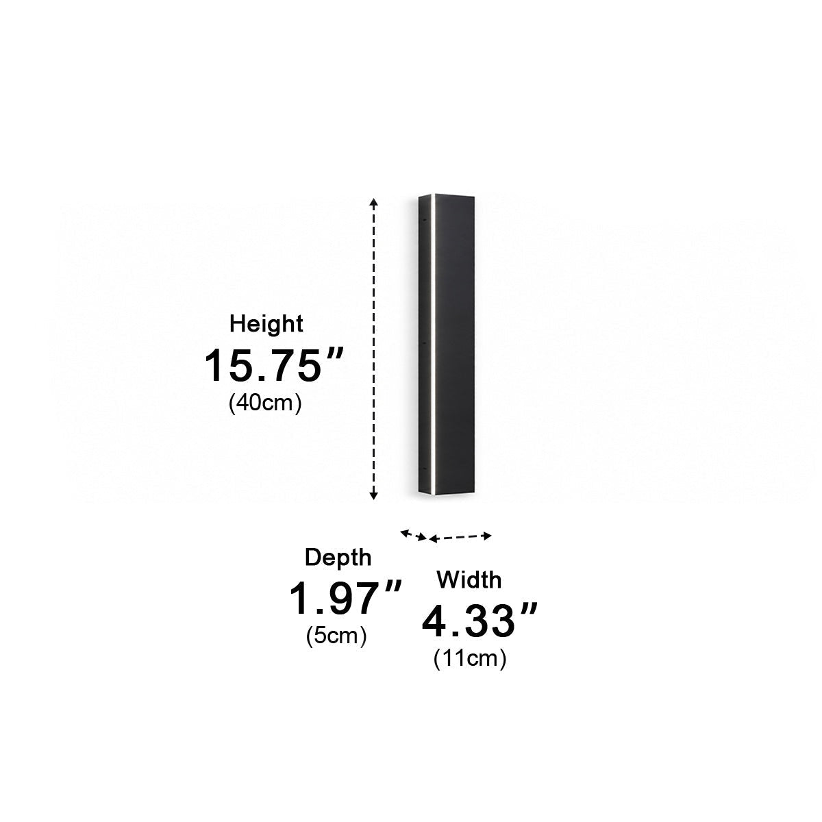 Waterproof black aluminum outdoor LED wall light 30-150cm for garden, terrace, entrance, front door, and facade lighting | Sansoti