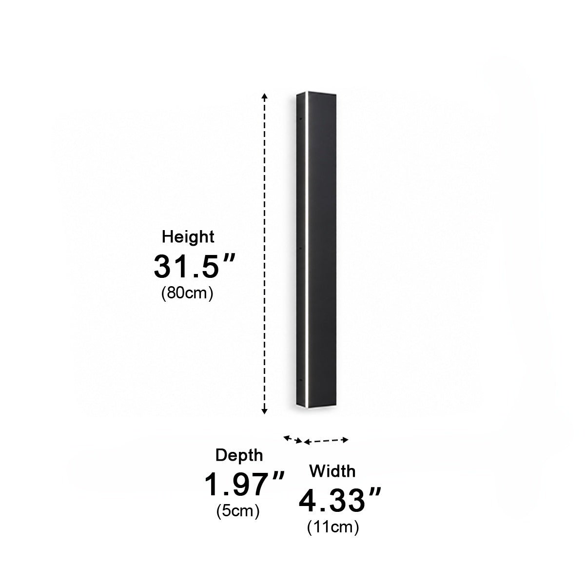 Waterproof black aluminum outdoor LED wall light 30-150cm for garden, terrace, entrance, front door, and facade lighting | Sansoti