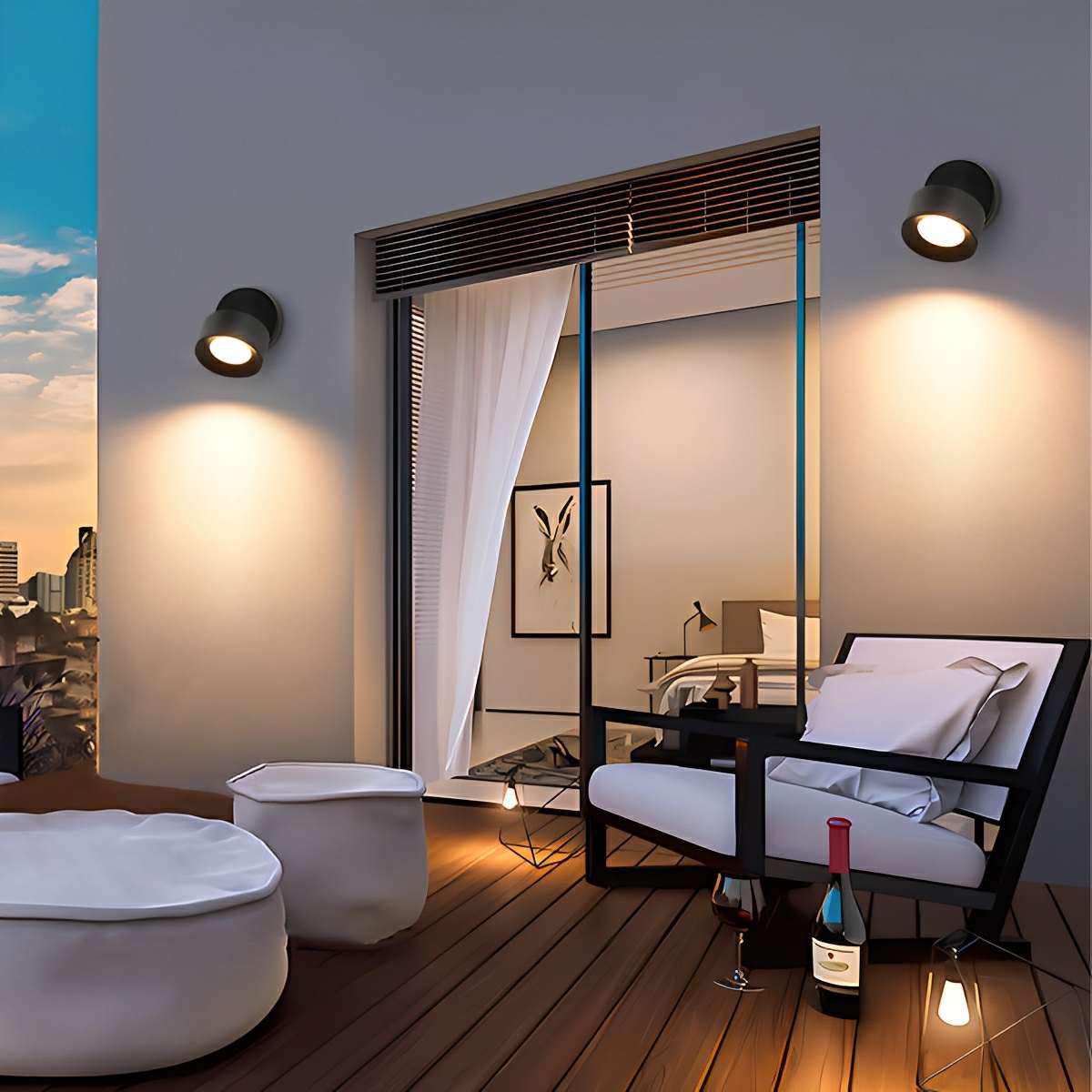 Buiten LED Wandspot Aluminium Zwart 360° Draaibaar IP65 Gevel Tuin Opbouwspot Verstelbaar Buitenlamp Porch Veranda | Sansoti