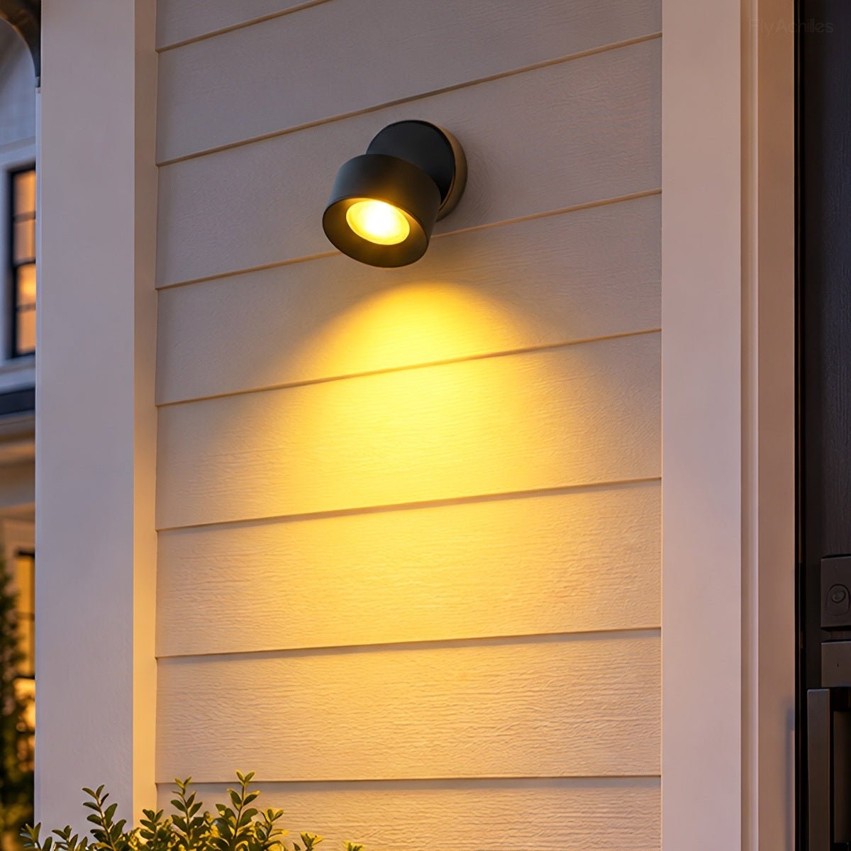 Applique murale extérieure LED réglable ronde noire étanche IP65, éclairage pour véranda, jardin et terrasse, orientable à 360° | Sansoti