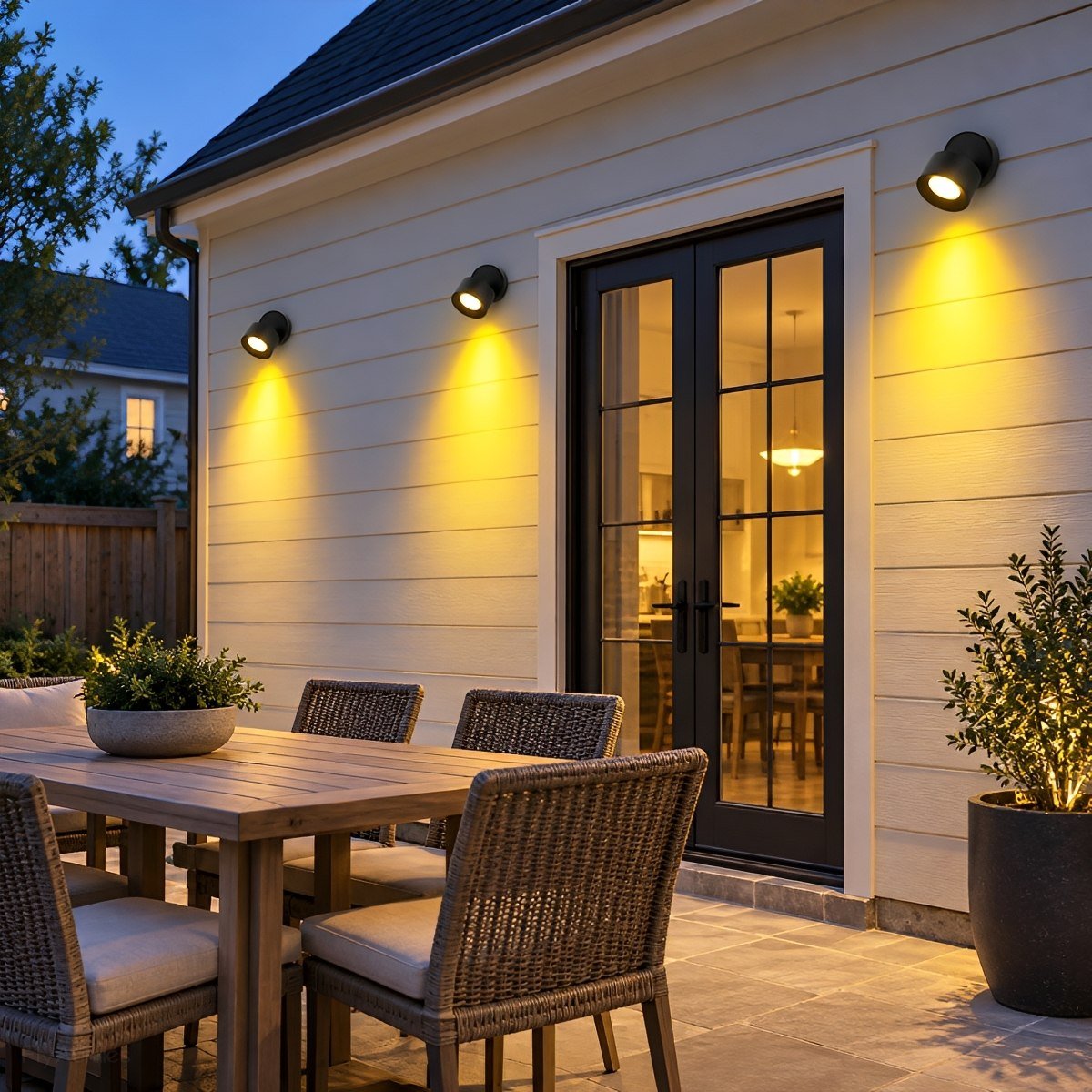 Applique murale extérieure LED réglable ronde noire étanche IP65, éclairage pour véranda, jardin et terrasse, orientable à 360° | Sansoti