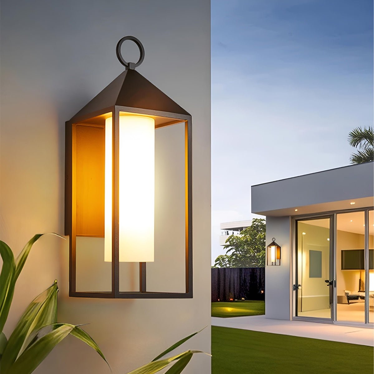 Applique murale extérieure LED Lanterne Noir Aluminium Verre IP65 Étanche Éclairage d’ambiance pour véranda et jardin Éclairage extérieur | Sansoti