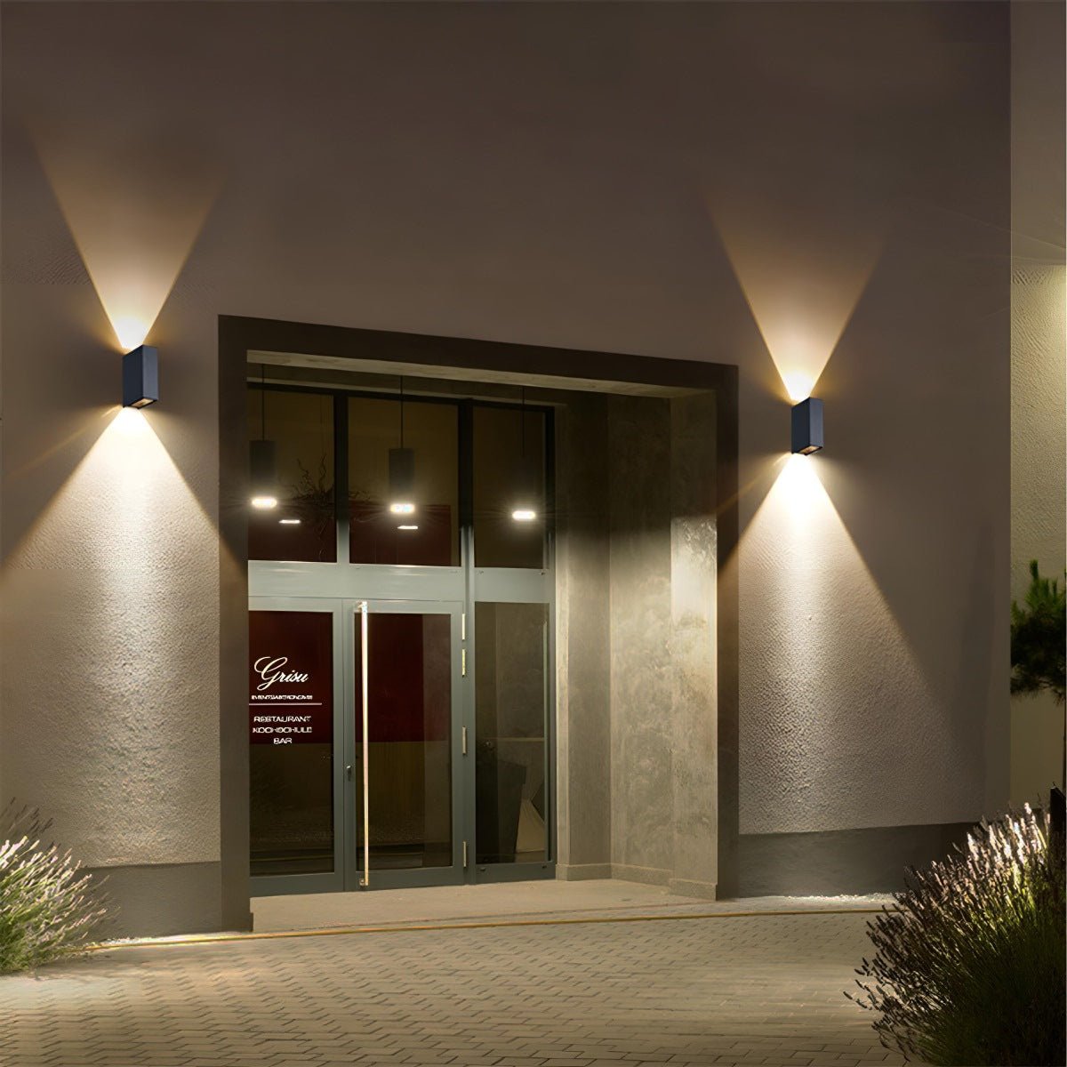 Außenwandleuchte LED Up Down Aluminium Schwarz IP65 Fassade Terrasse Veranda Warmweiß 3000K Wandspot Außenbeleuchtung Modern Stimmungslicht | Restfield