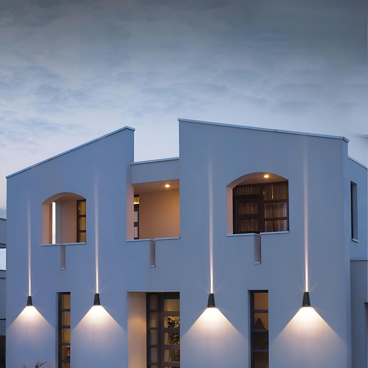 Außenwandleuchte LED Up Down Aluminium Schwarz IP65 Fassade Terrasse Veranda Warmweiß 3000K Wandspot Außenbeleuchtung Modern Stimmungslicht | Restfield
