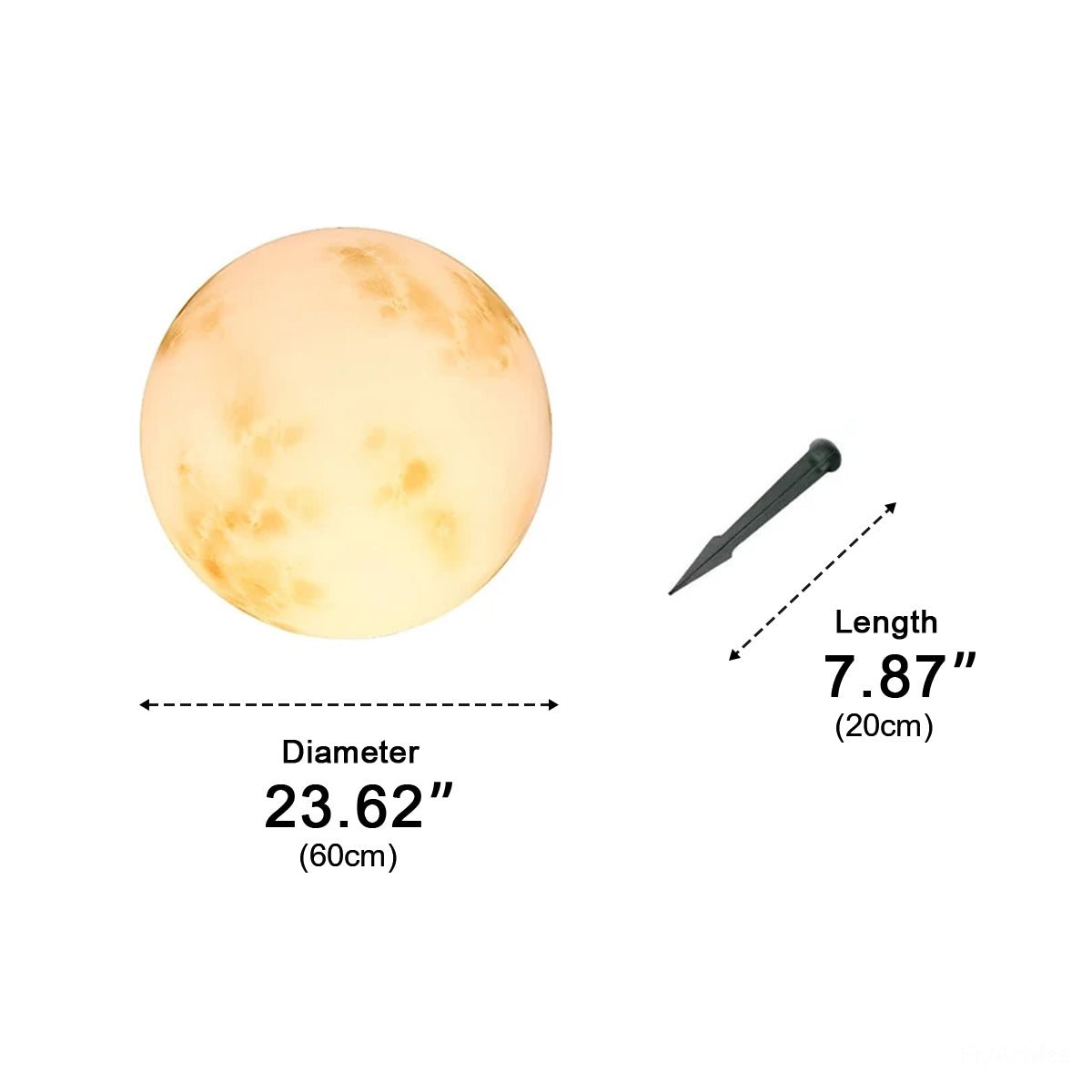 Spherical Solar-Powered Garden Light with Moon Relief, Waterproof IP67, for Garden Paths, Terraces, Lawns, and Driveways | Sansoti
