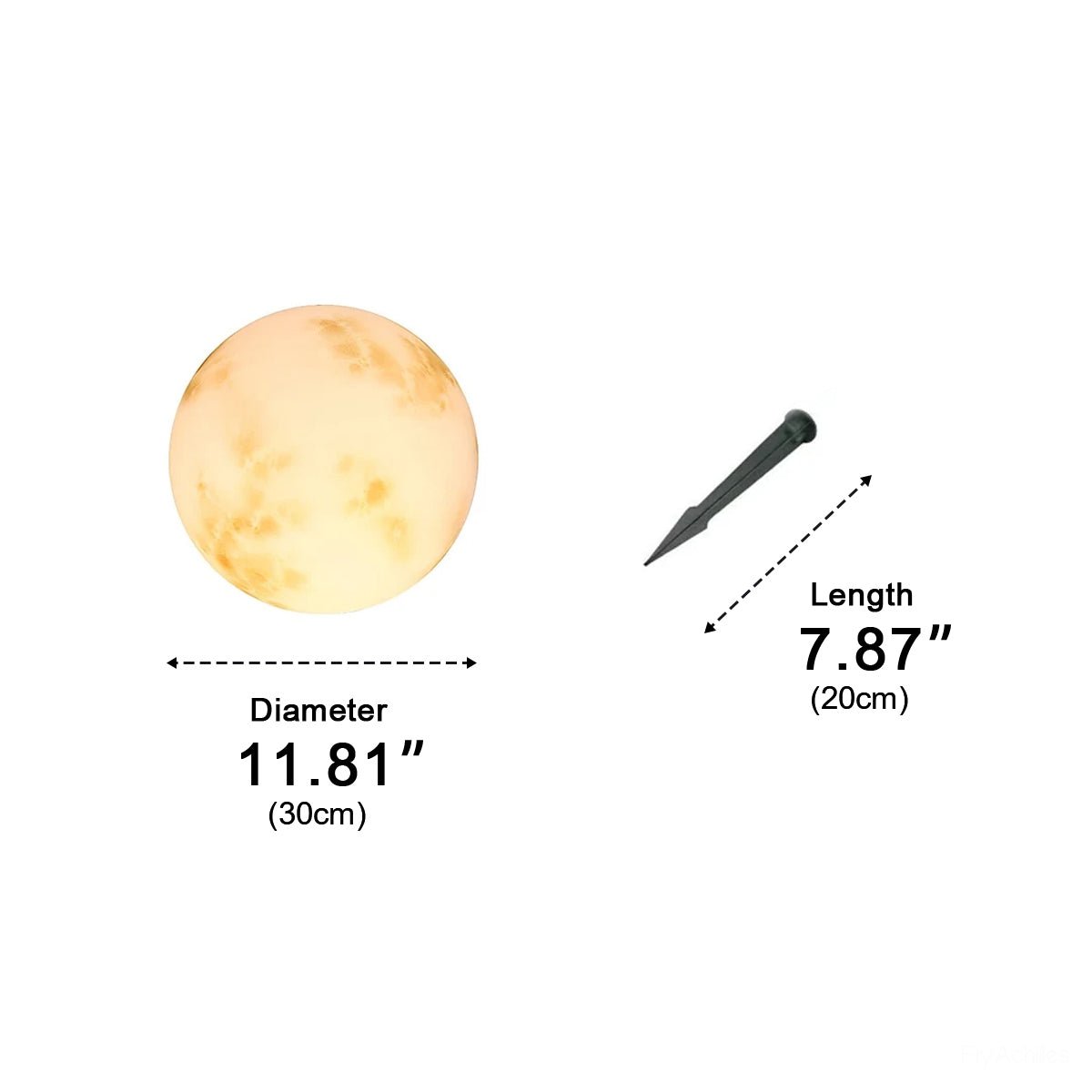 Spherical Solar-Powered Garden Light with Moon Relief, Waterproof IP67, for Garden Paths, Terraces, Lawns, and Driveways | Sansoti