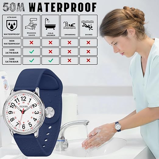 Waterdicht Verpleegkundige Horloge met Clip – 12/24-uurs Tijdweergave en Lichtgevende Wijzerplaat | Sansoti