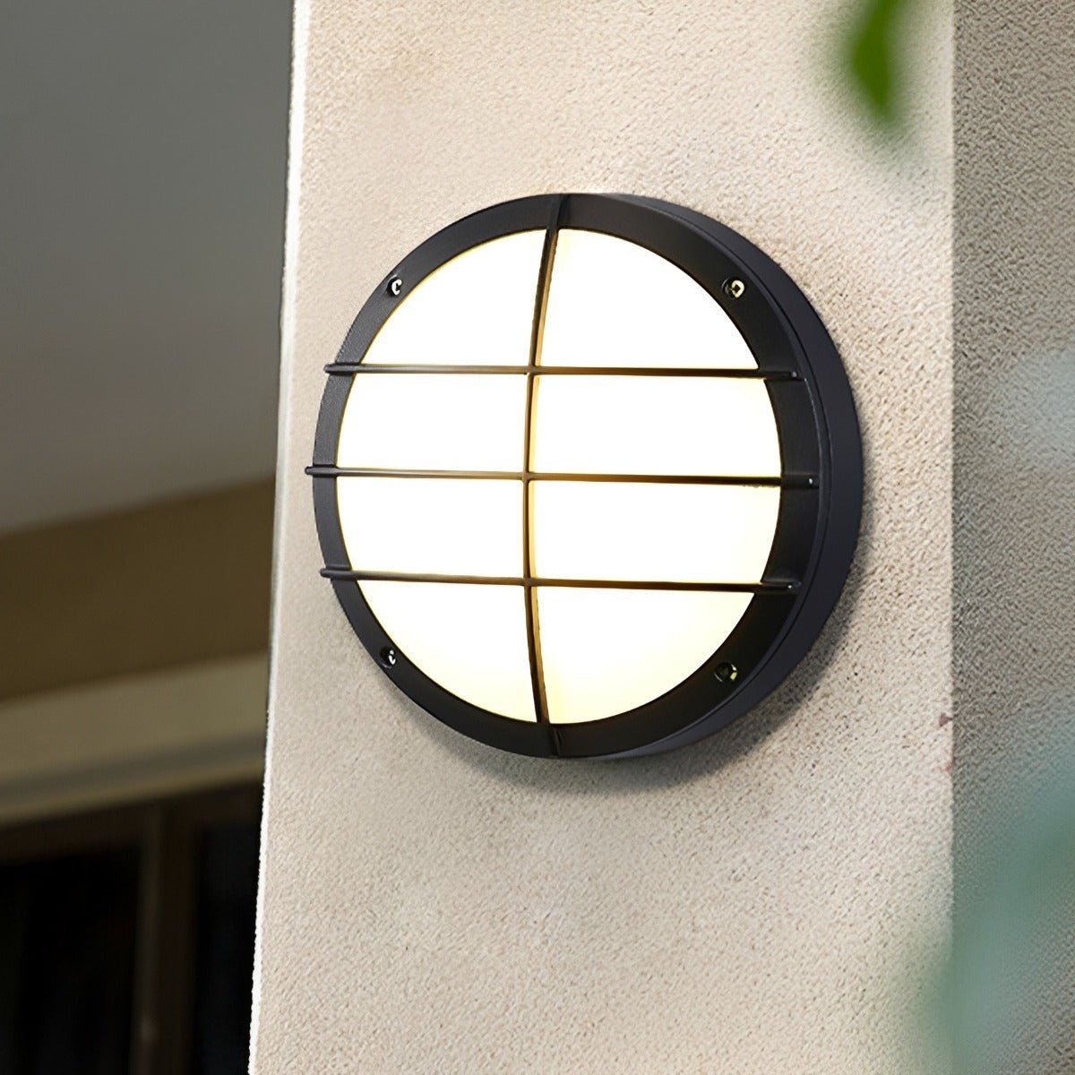 LED Outdoor Round Wall Light Waterproof IP56 Aluminum Minimalist Black White for Veranda Garden Patio | Sansoti