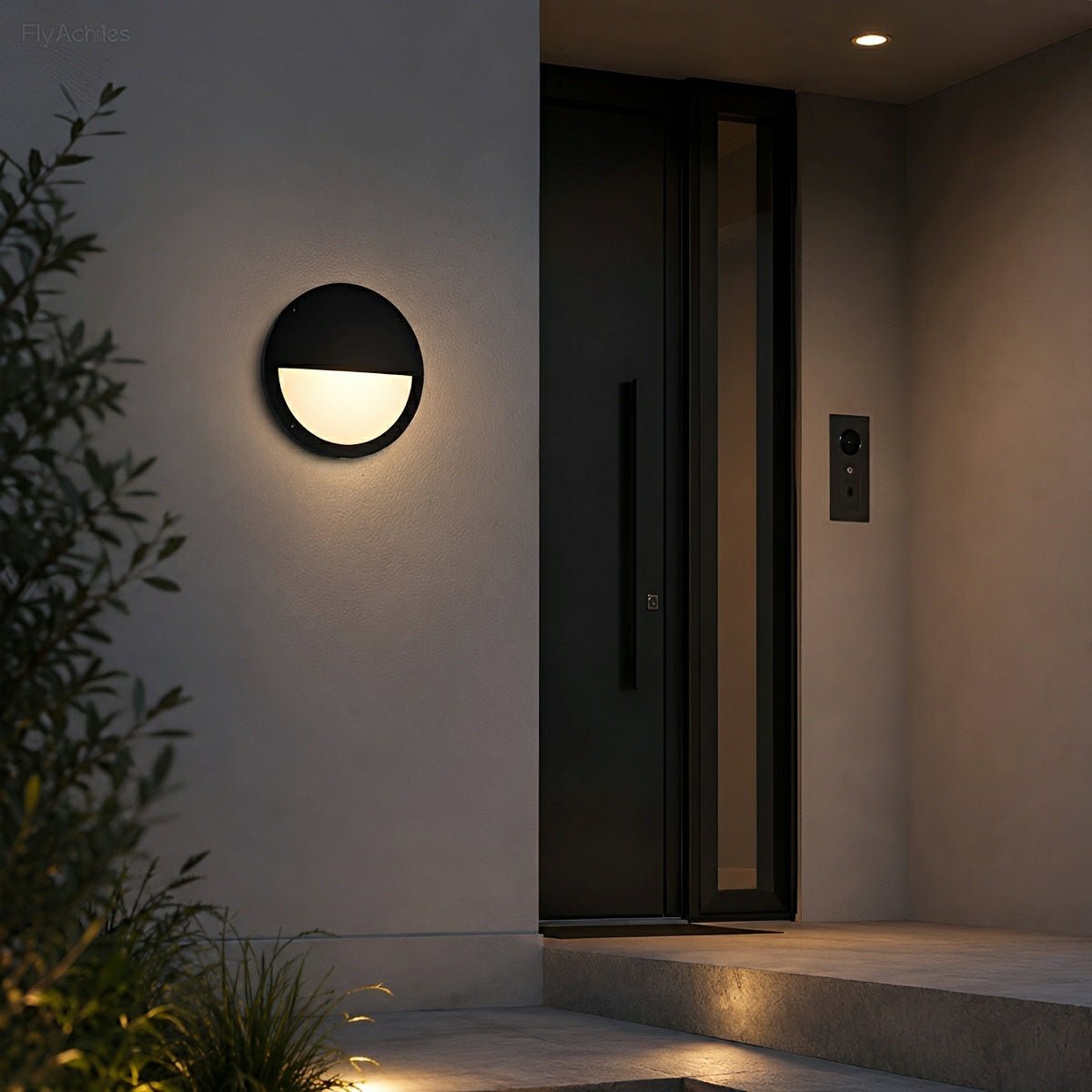 LED Outdoor Round Wall Light Waterproof IP56 Aluminum Minimalist Black White for Veranda Garden Patio | Sansoti