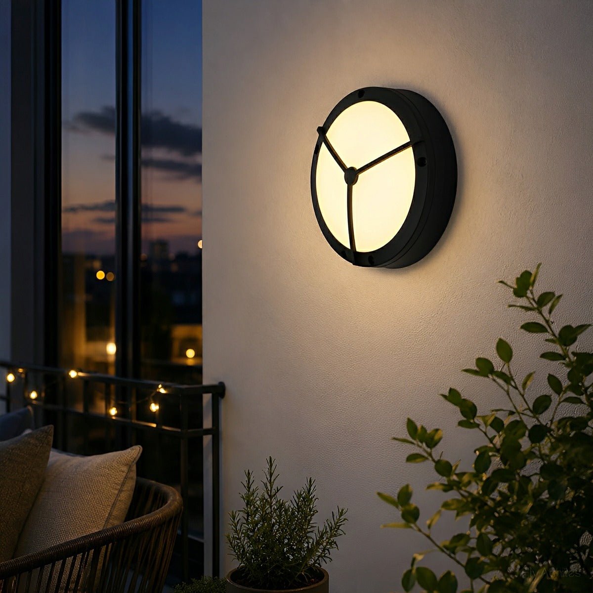 LED Outdoor Round Wall Light Waterproof IP56 Aluminum Minimalist Black White for Veranda Garden Patio | Sansoti