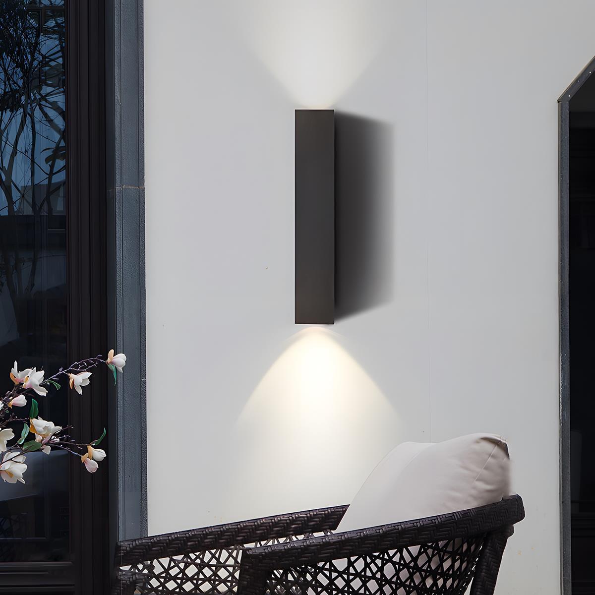 Rectangular outdoor wall light LED waterproof black aluminum outdoor lighting garden light modern facade light | Sansoti