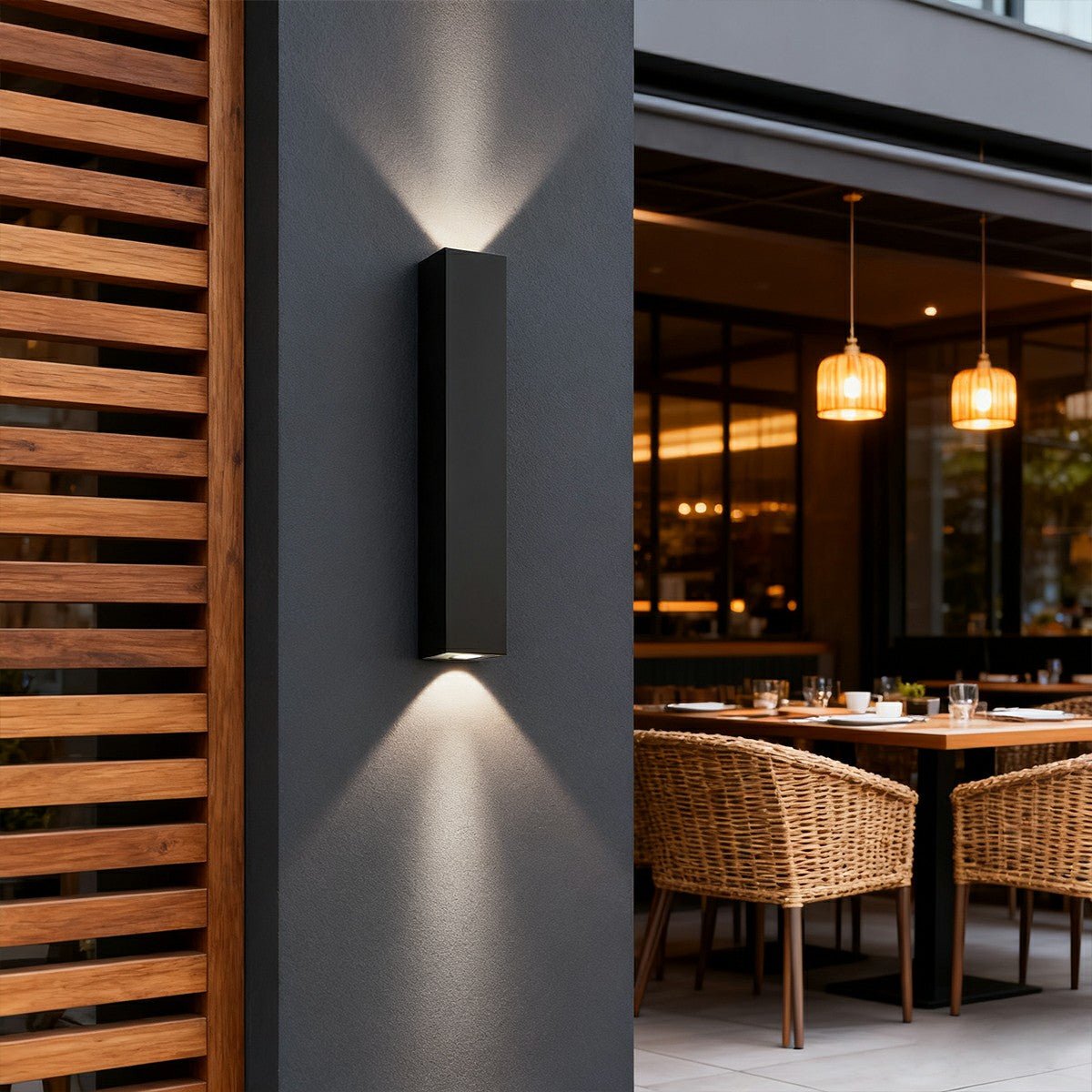 Rectangular outdoor wall light LED waterproof black aluminum outdoor lighting garden light modern facade light | Sansoti