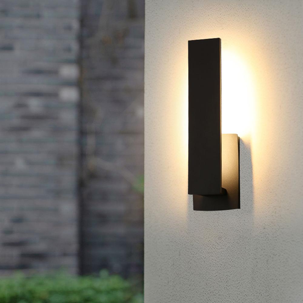 Außenwandleuchte LED Aluminium Schwarz Rechteck IP54 Fassade Haustür Terrasse 8W 12W Warmweiß 3000K Wandleuchte Außen Modern Minimalistisch | Restfield