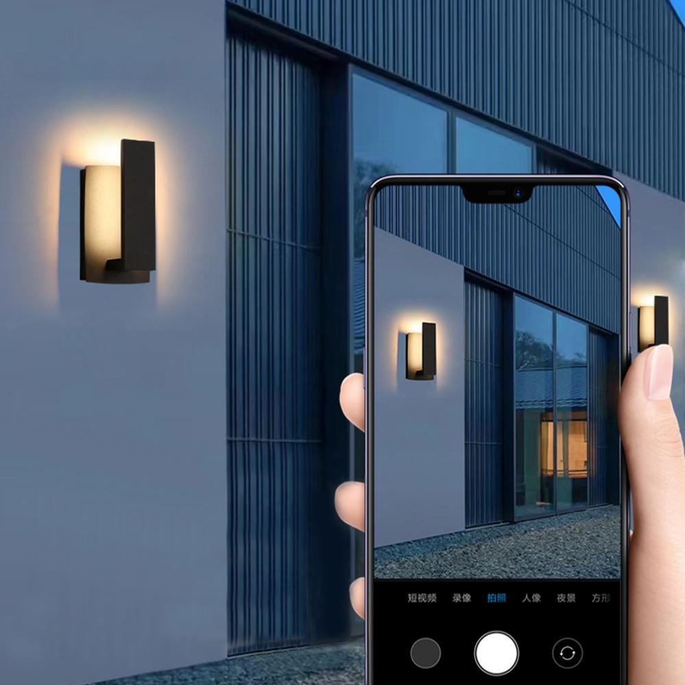 Außenwandleuchte LED Aluminium Schwarz Rechteck IP54 Fassade Haustür Terrasse 8W 12W Warmweiß 3000K Wandleuchte Außen Modern Minimalistisch | Restfield