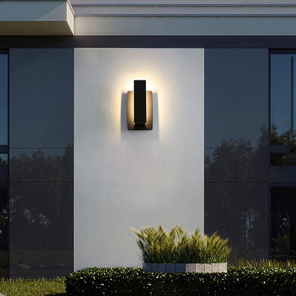 Außenwandleuchte LED Aluminium Schwarz Rechteck IP54 Fassade Haustür Terrasse 8W 12W Warmweiß 3000K Wandleuchte Außen Modern Minimalistisch | Restfield