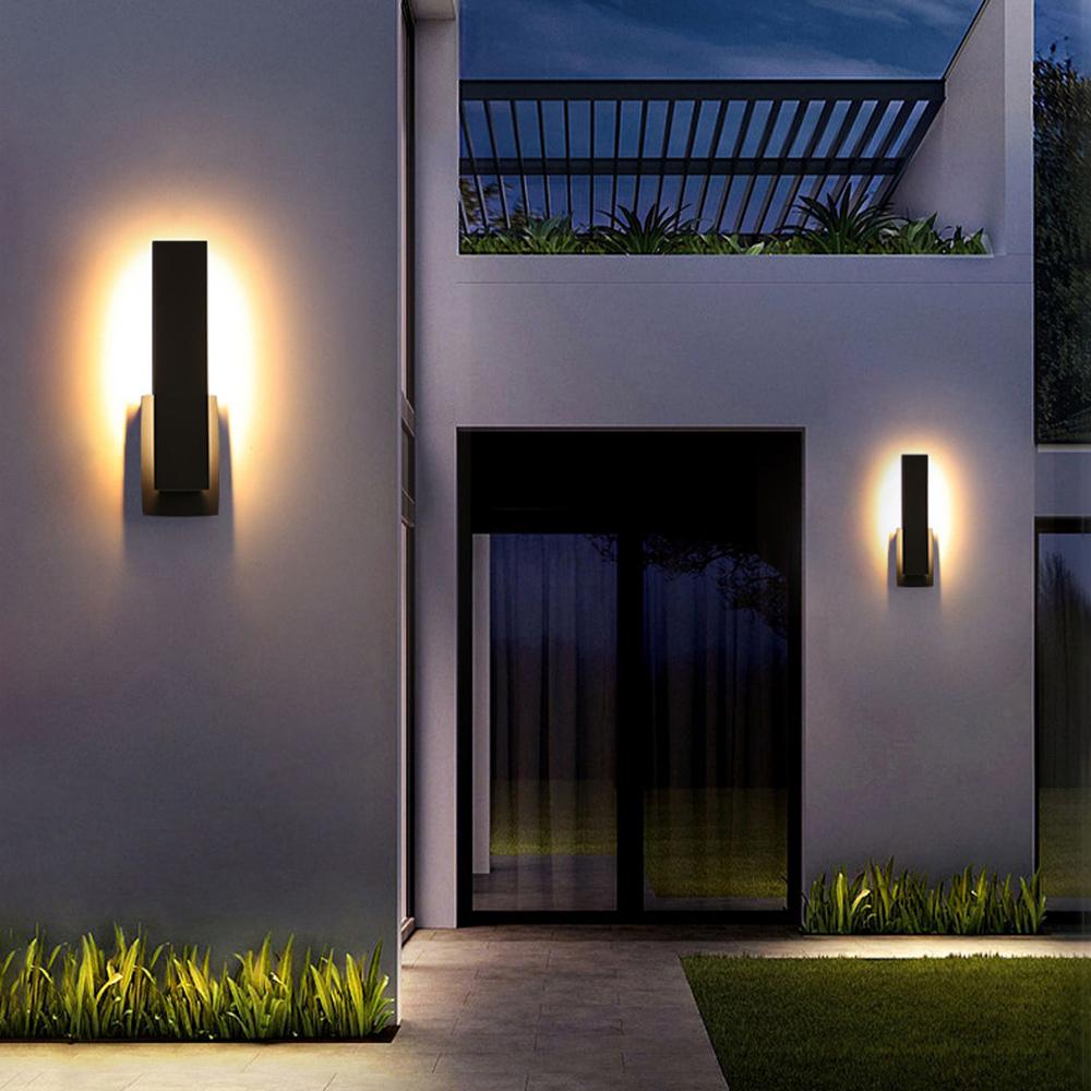 Außenwandleuchte LED Aluminium Schwarz Rechteck IP54 Fassade Haustür Terrasse 8W 12W Warmweiß 3000K Wandleuchte Außen Modern Minimalistisch | Restfield