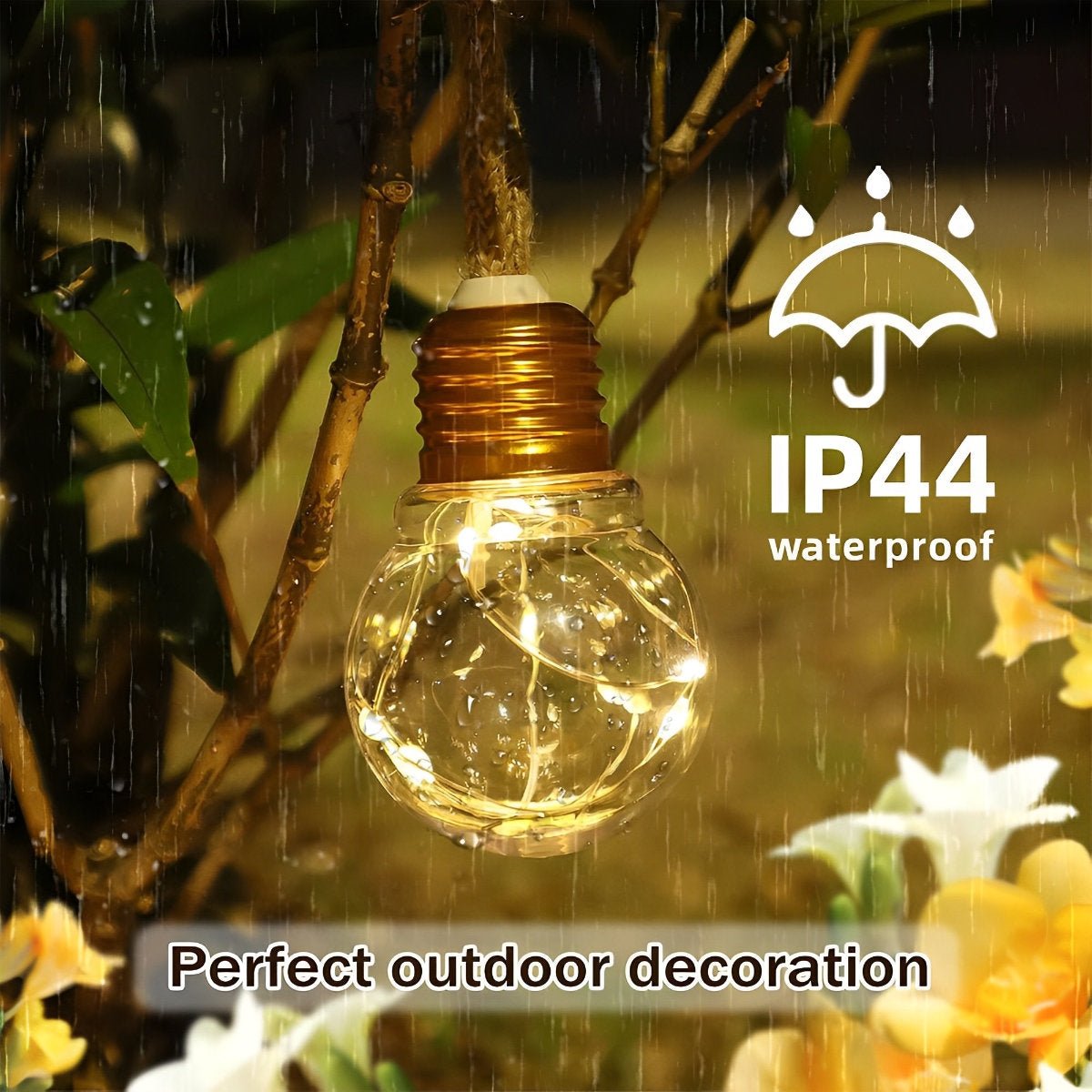 Lichtsnoer Edison Peertjes Solar 20 LED Warm Wit Buiten Tuin Terras Vintage Sfeerverlichting Retro Hanglampen Feestverlichting Zonne-energie | Sansoti