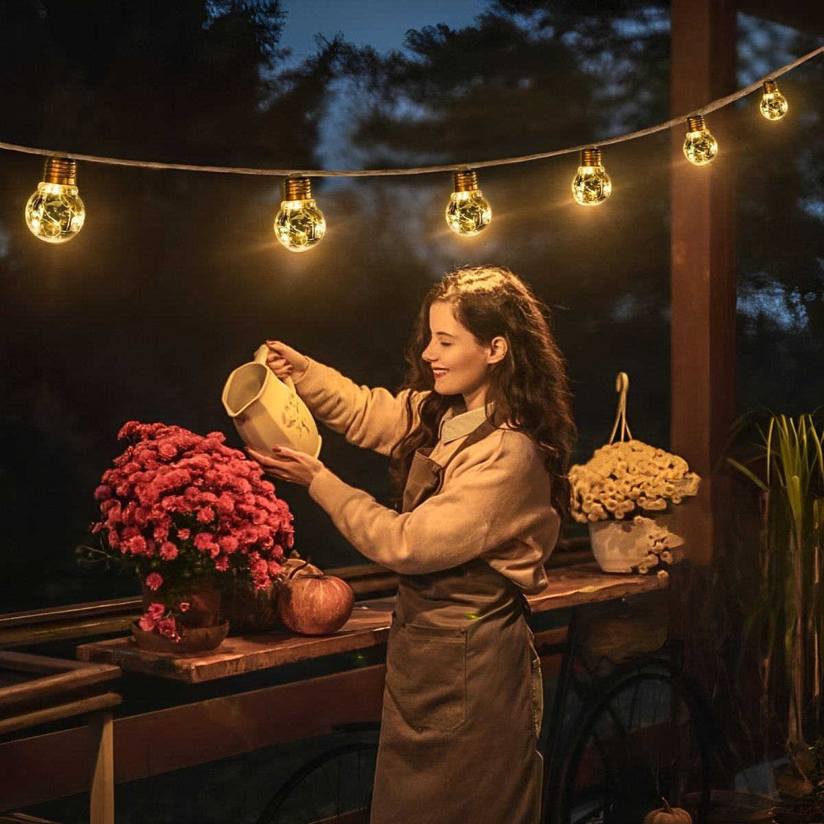 Lichtsnoer Edison Peertjes Solar 20 LED Warm Wit Buiten Tuin Terras Vintage Sfeerverlichting Retro Hanglampen Feestverlichting Zonne-energie | Sansoti