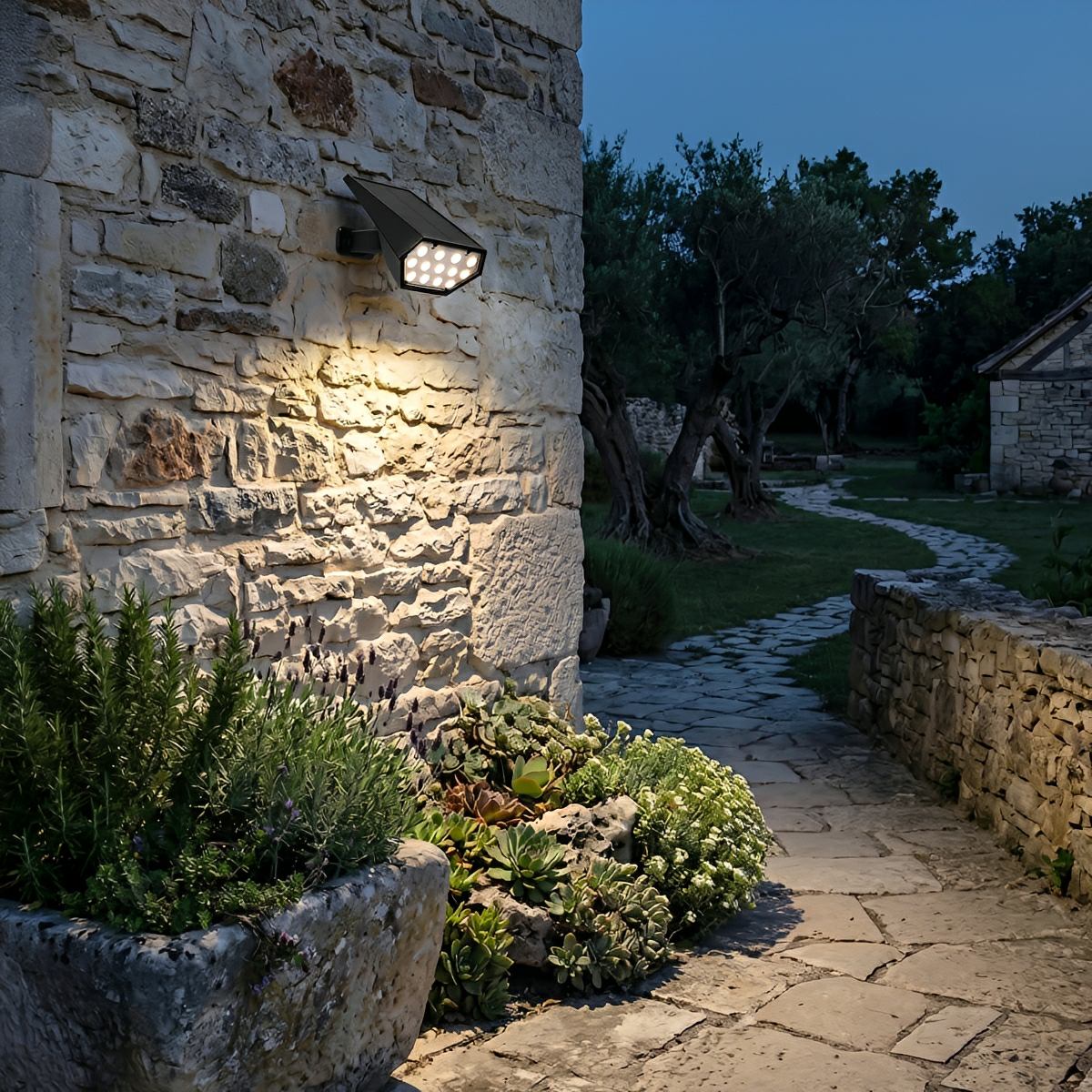 Regulowany solarny reflektor ogrodowy LED, wodoodporny IP68, czarny, oświetlenie zewnętrzne, reflektor do drzew, reflektor gruntowy, akcent ogrodowy | Sansoti