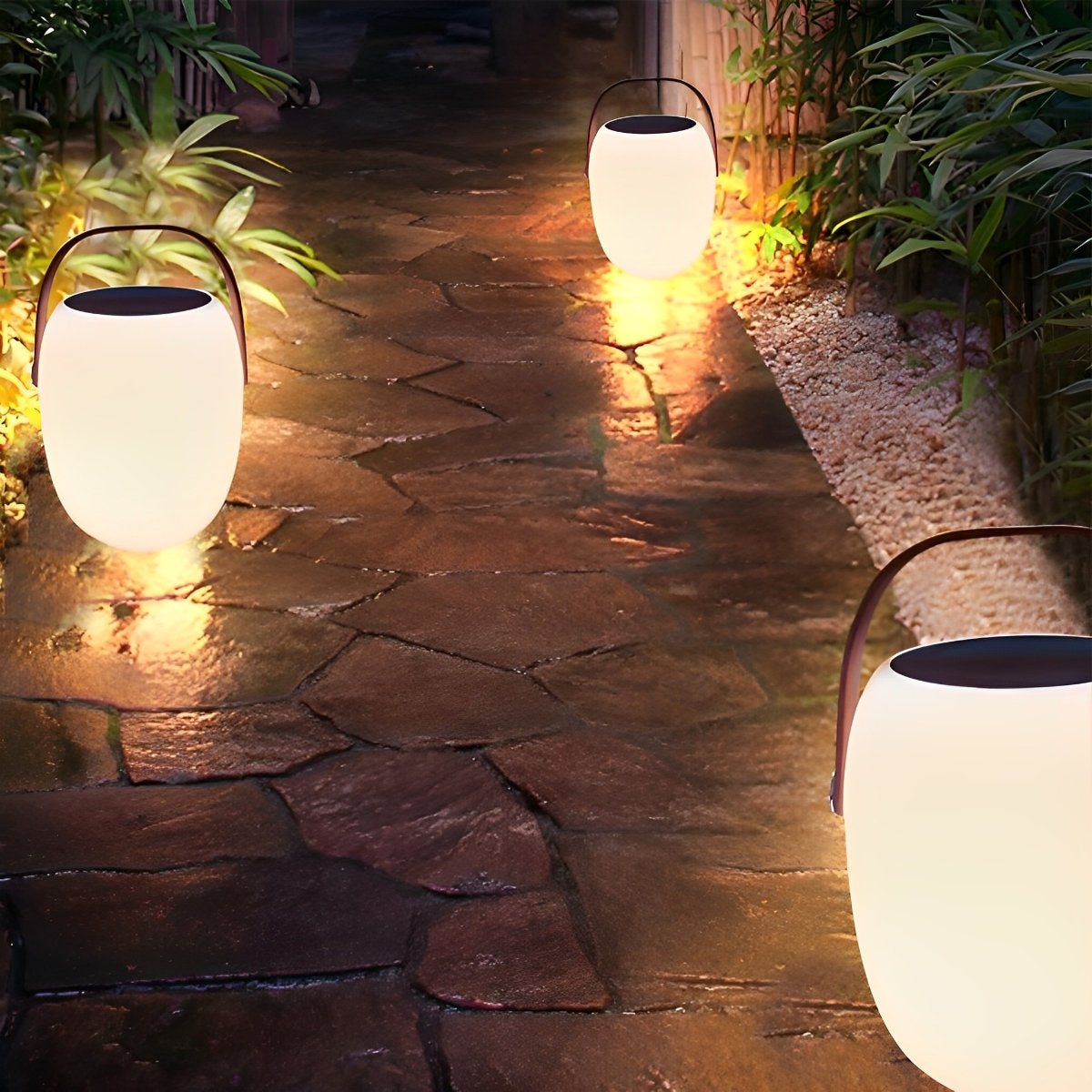Tafellamp Buiten Draagbaar Solar LED Wit Tuin Terras PE Hengsel Warmwit 3000K Oplaadbaar Lantaarn Sfeerverlichting Camping Balkon | Sansoti