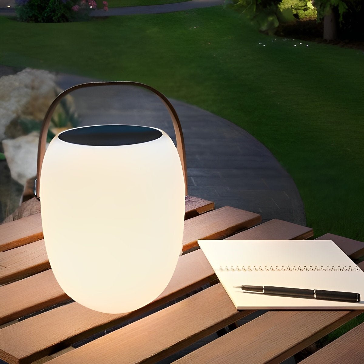 Tafellamp Buiten Draagbaar Solar LED Wit Tuin Terras PE Hengsel Warmwit 3000K Oplaadbaar Lantaarn Sfeerverlichting Camping Balkon | Sansoti