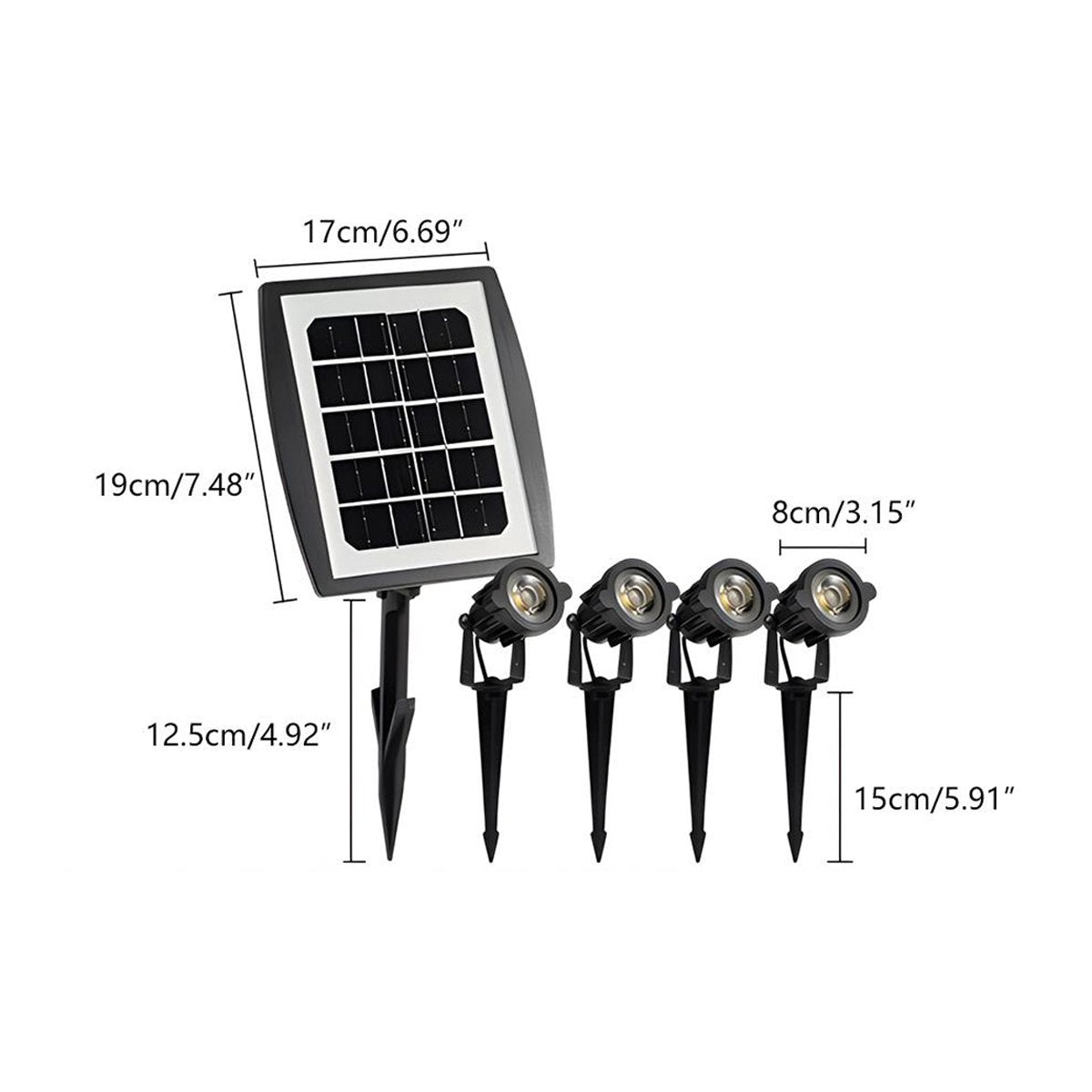 Gartenspot Solarenergie LED 3W Schwarz IP65 Garten Rasen Erdspieß Einfahrt Baumbeleuchtung Außenstrahler Solar | Restfield