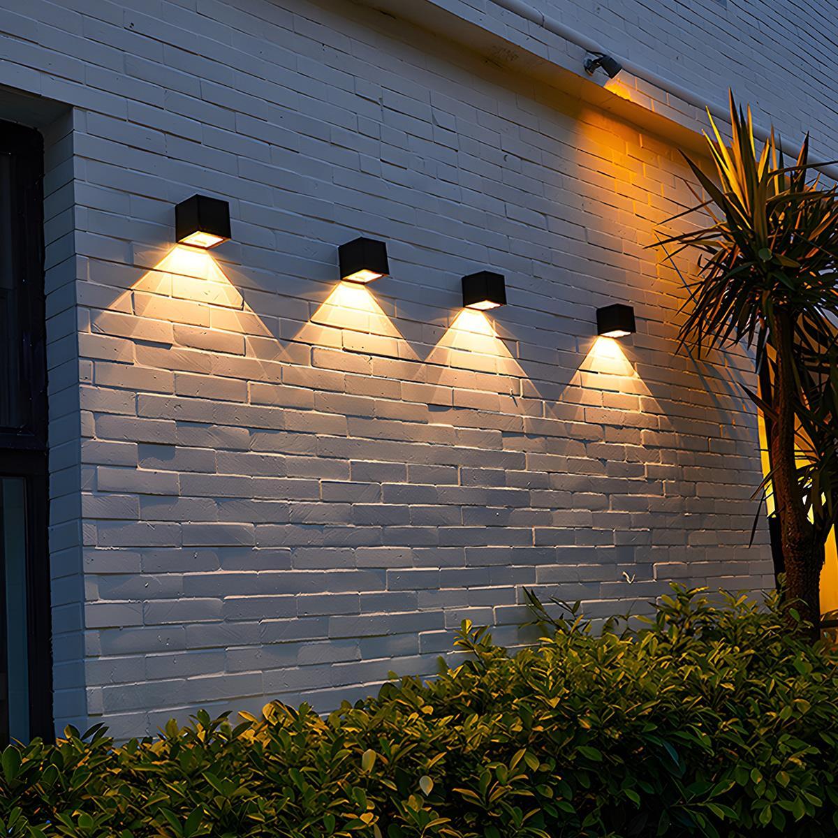 Außen LED Wandleuchte Kubus Aluminium Schwarz 12W IP65 Auf- und Abwärtsbeleuchtung Fassade Aufbau Gartenbeleuchtung Außenwandleuchte Modern Minimalistisch | Restfield