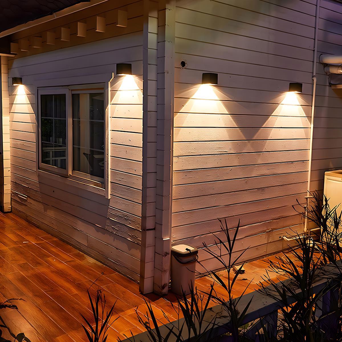 Außen LED Wandleuchte Kubus Aluminium Schwarz 12W IP65 Auf- und Abwärtsbeleuchtung Fassade Aufbau Gartenbeleuchtung Außenwandleuchte Modern Minimalistisch | Restfield