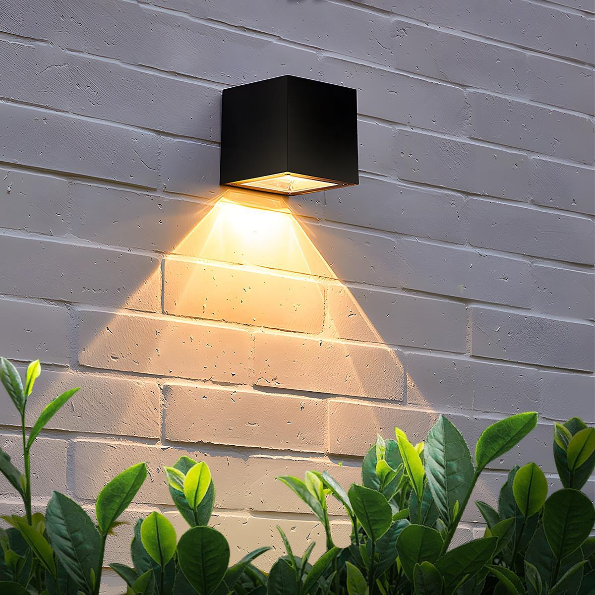 Außen LED Wandleuchte Kubus Aluminium Schwarz 12W IP65 Auf- und Abwärtsbeleuchtung Fassade Aufbau Gartenbeleuchtung Außenwandleuchte Modern Minimalistisch | Restfield