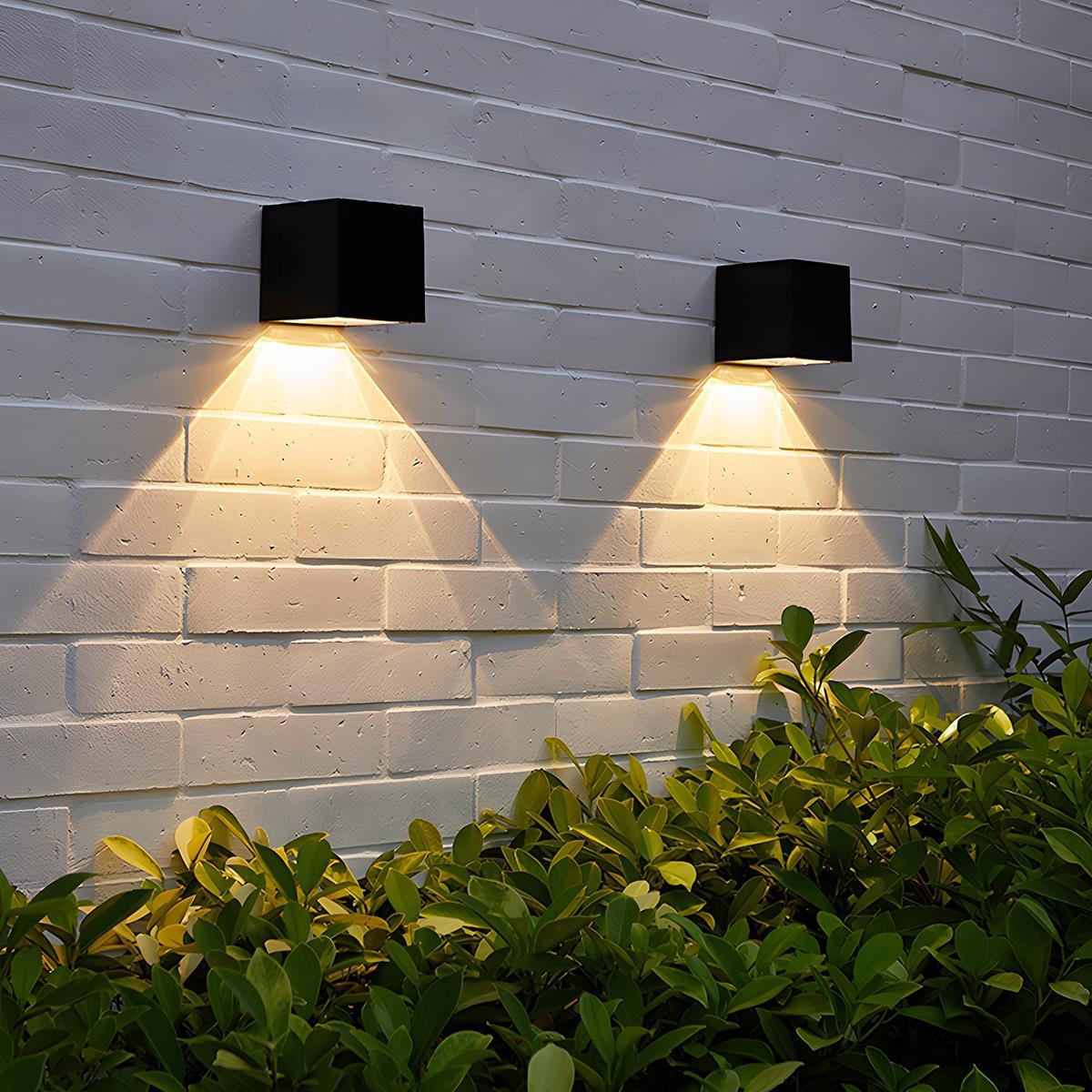 Außen LED Wandleuchte Kubus Aluminium Schwarz 12W IP65 Auf- und Abwärtsbeleuchtung Fassade Aufbau Gartenbeleuchtung Außenwandleuchte Modern Minimalistisch | Restfield
