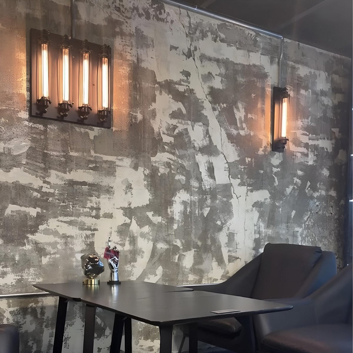 Industrialny kinkiet z żelaza i szkła, ciepłe białe światło LED, styl vintage, podłączenie na stałe, retro wygląd, oświetlenie ścienne do salonu | Sansoti