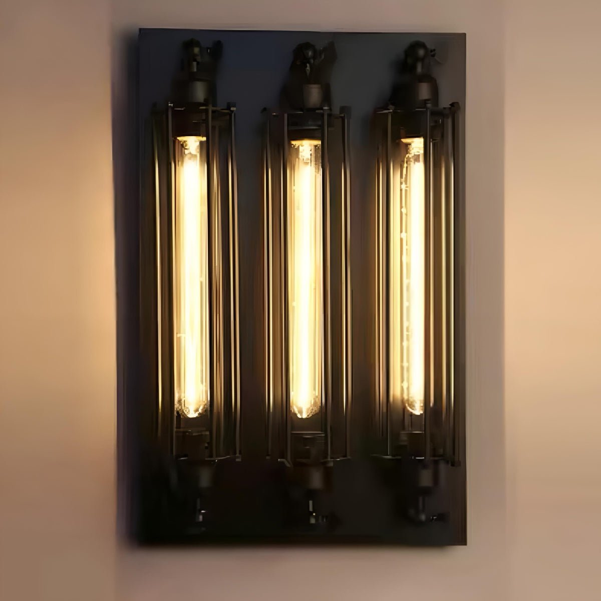 Industrialny kinkiet z żelaza i szkła, ciepłe białe światło LED, styl vintage, podłączenie na stałe, retro wygląd, oświetlenie ścienne do salonu | Sansoti
