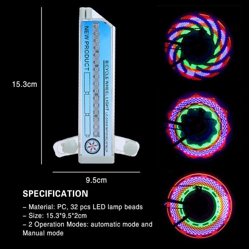 RGB Fietswiel Spaakverlichting 32 LED Patronen Zichtbaarheid Veiligheid Fietsverlichting Wielverlichting | Sansoti