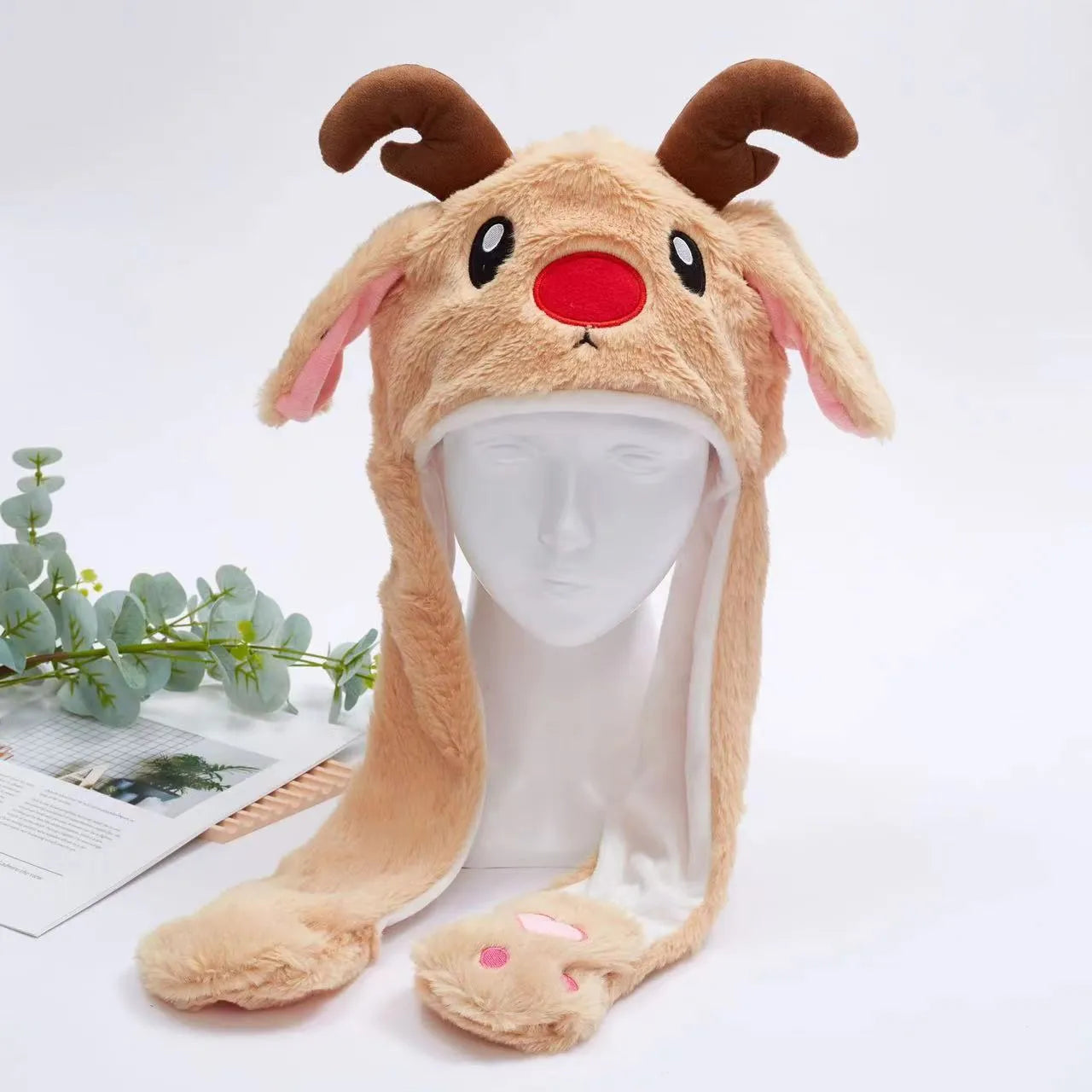 Interactieve Pluche Muts met Bewegende Oren – Zachte Hoofdbedekking voor Feest Cosplay en Verkleedpartij | Sansoti