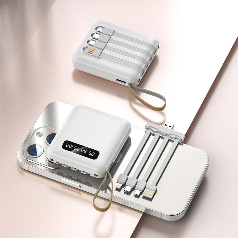 Compacte Powerbank 20000mAh Geïntegreerde Kabels LED Display Snelladen Draagbaar Mobiel Opladen Onderweg | Sansoti