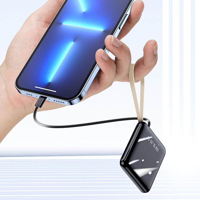 Compacte Powerbank 20000mAh Geïntegreerde Kabels LED Display Snelladen Draagbaar Mobiel Opladen Onderweg | Sansoti