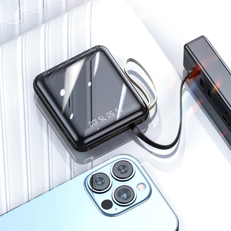 Compacte Powerbank 20000mAh Geïntegreerde Kabels LED Display Snelladen Draagbaar Mobiel Opladen Onderweg | Sansoti