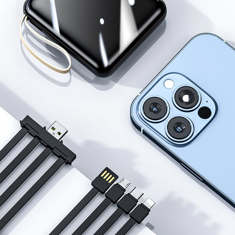 Compacte Powerbank 20000mAh Geïntegreerde Kabels LED Display Snelladen Draagbaar Mobiel Opladen Onderweg | Sansoti
