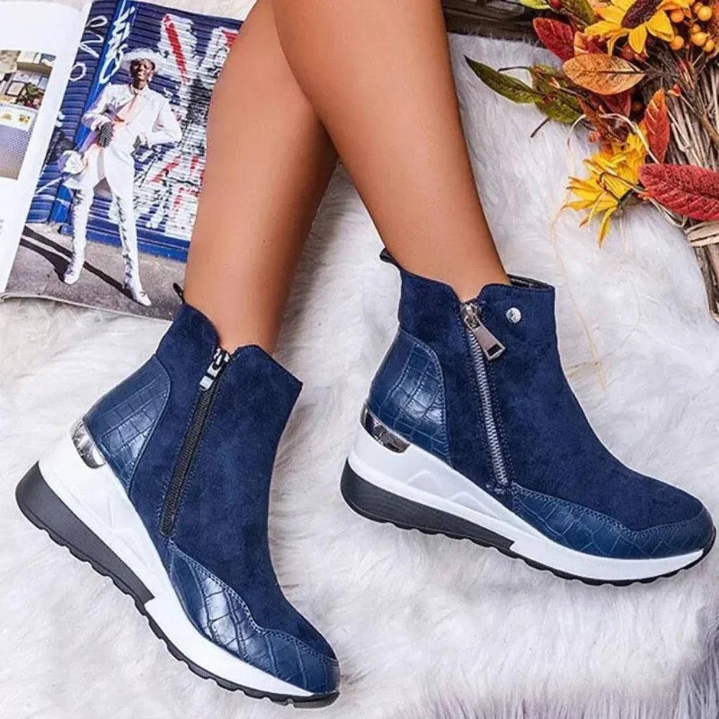 Dames Enkellaarzen Waterdicht Wigmodel Zijrits Comfortabel Antislip Herfst Winter Casual Wandelschoeisel | Sansoti