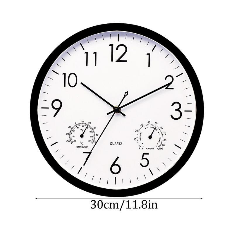 Outdoor Clock with Thermometer Weatherproof Analog Large Black White for Garden Patio Balcony Retro Design | Sansoti