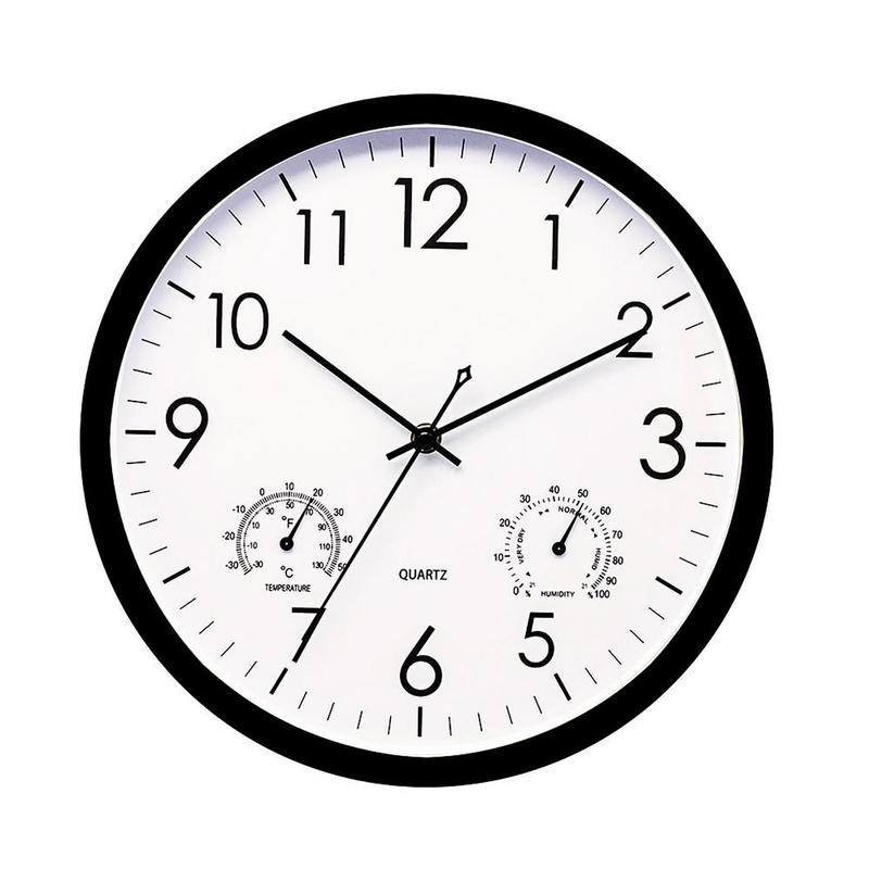Outdoor Clock with Thermometer Weatherproof Analog Large Black White for Garden Patio Balcony Retro Design | Sansoti