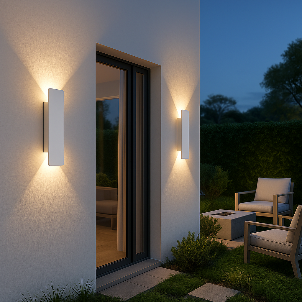 LED-Außenleuchte aus Aluminium, Wandleuchte, IP65 wasserdicht, energieeffizient, modernes Design für Fassade, Garten und Terrasse | Sansoti