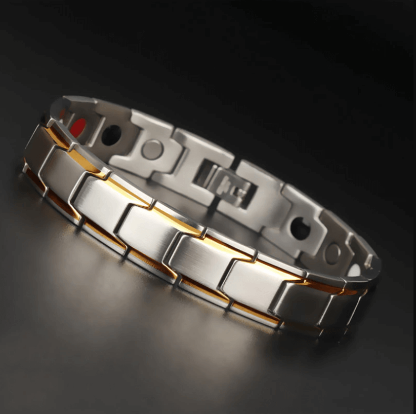 Bracelet magnétique en acier inoxydable avec thérapie par ions infrarouges pour le bien-être quotidien, unisexe, 21cm | Sansoti
