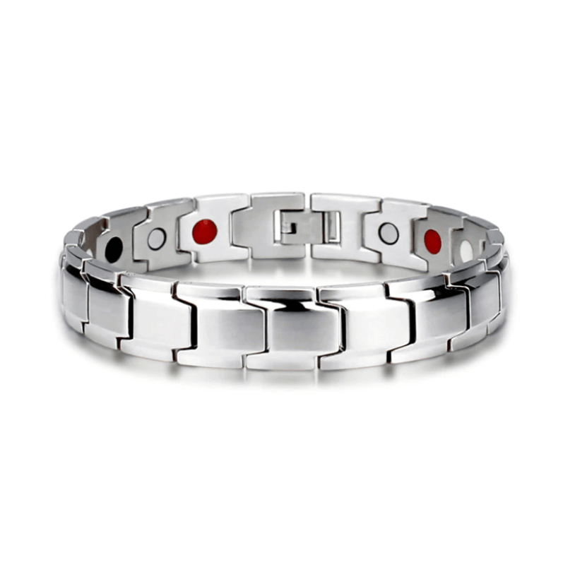 Bracelet magnétique en acier inoxydable avec thérapie par ions infrarouges pour le bien-être quotidien, unisexe, 21cm | Sansoti
